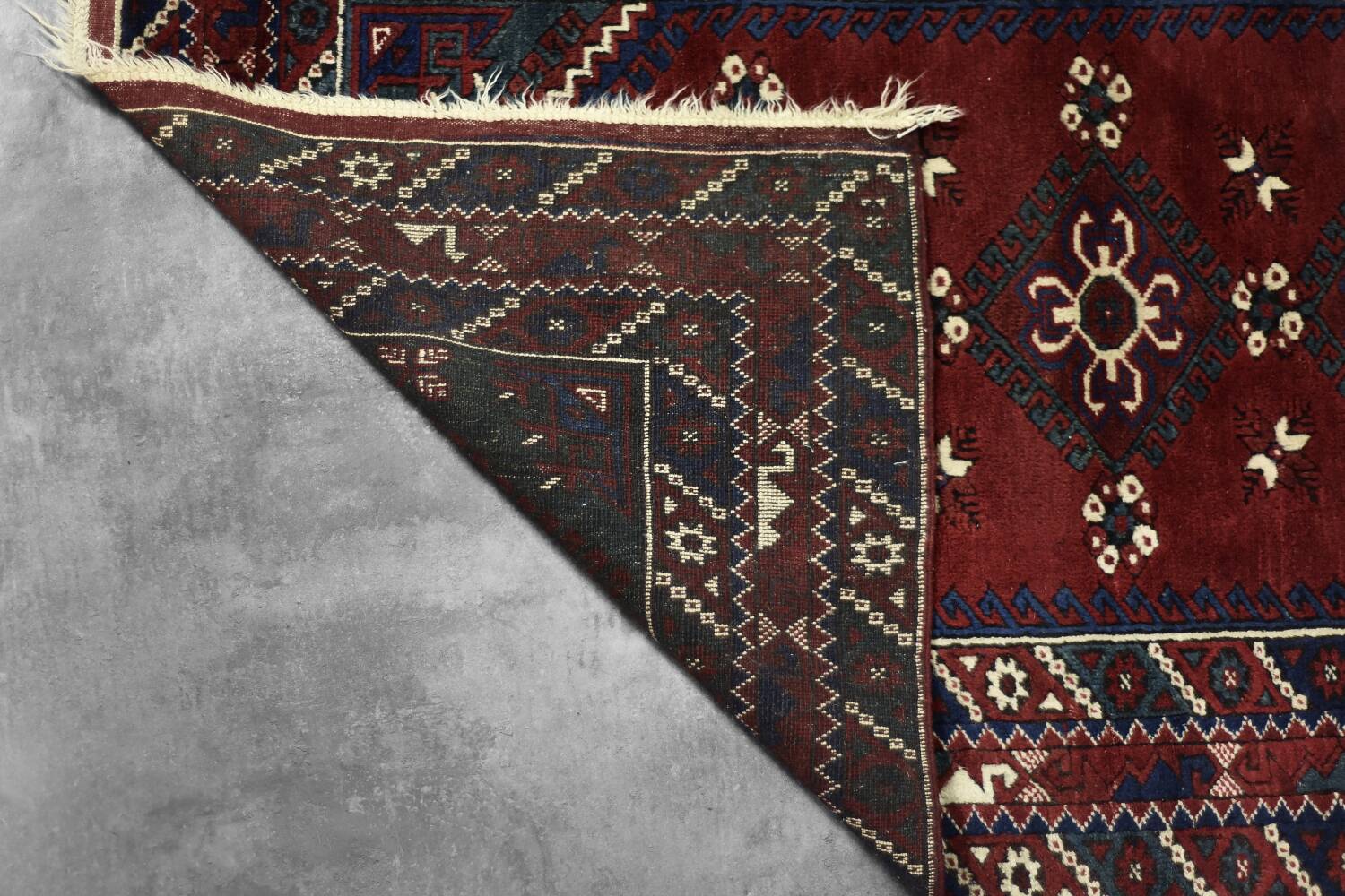 Vintage Red Hand-Woven Oriental Afghan Rug, 1970s