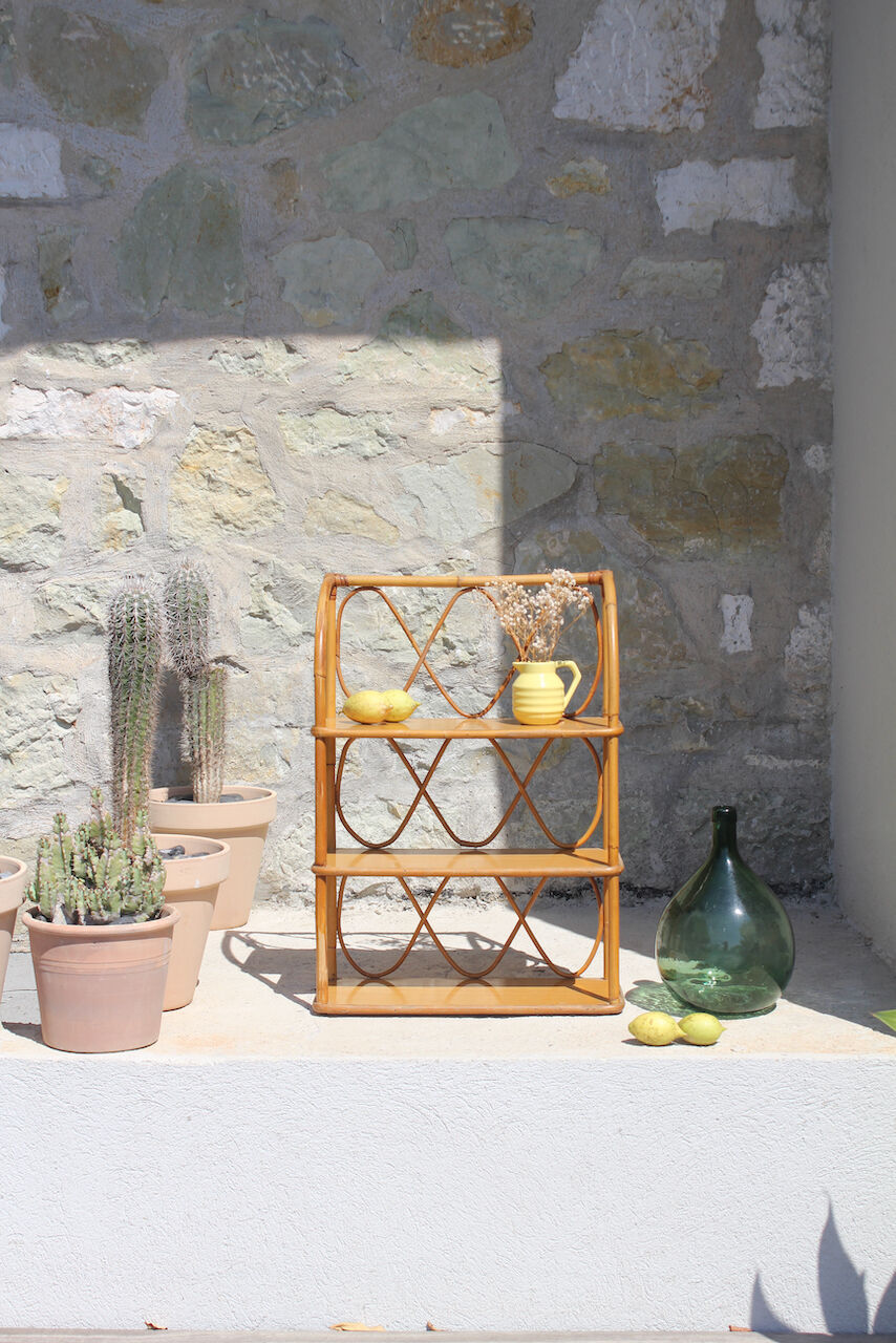 Etagère rotin vintage