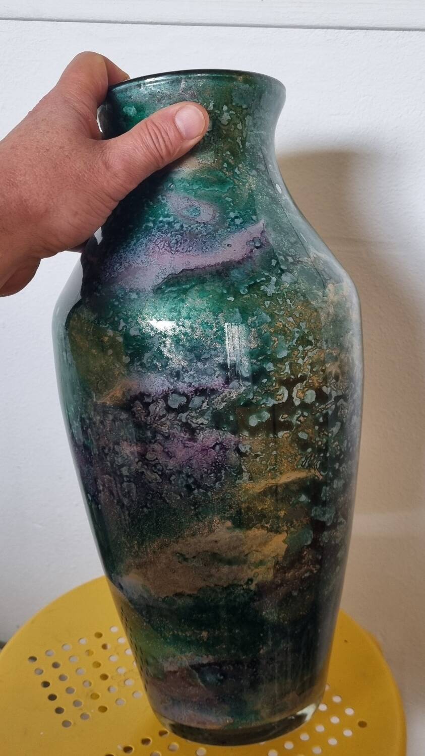 Glazed glass vase Signed Laque Line H 40cm