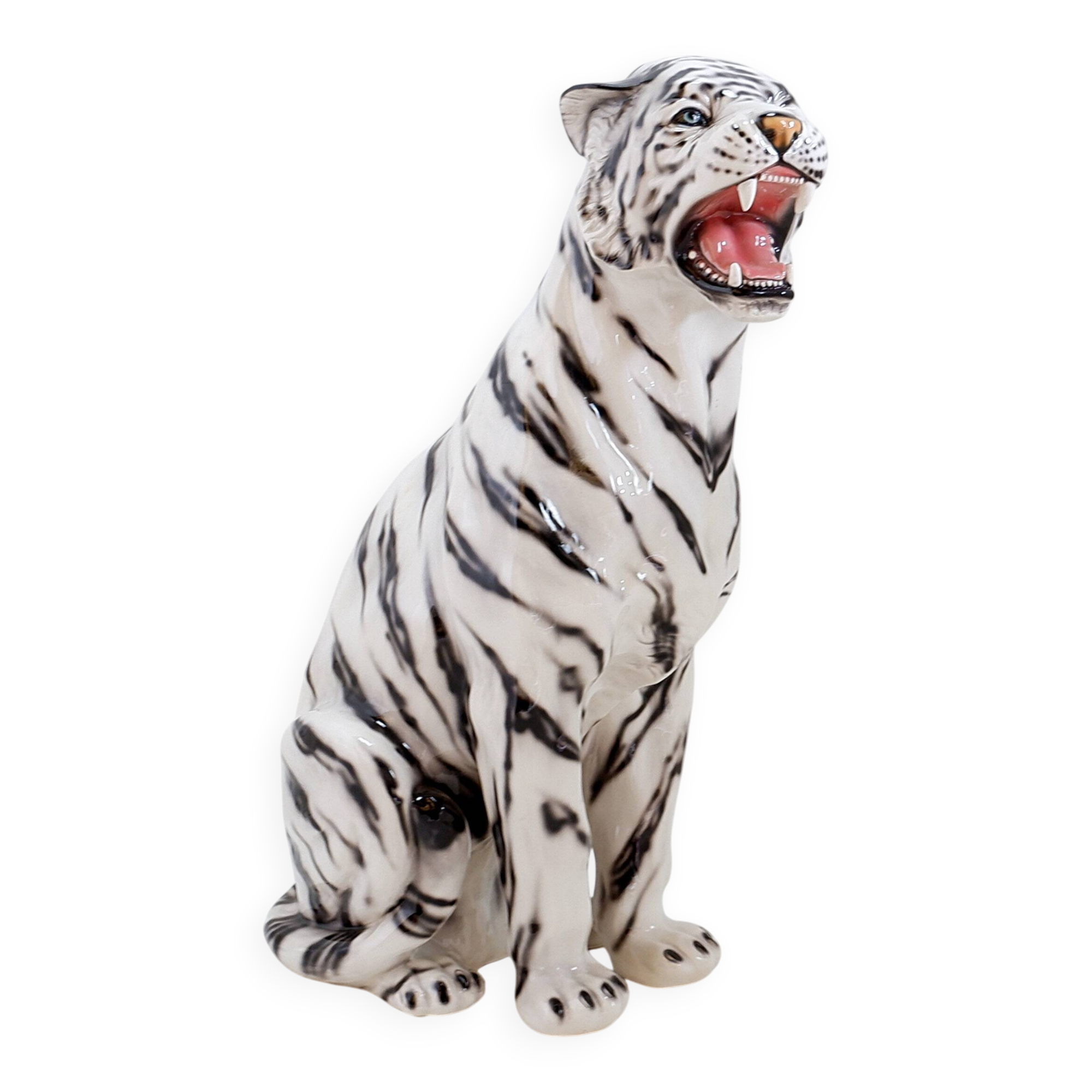 White ceramic tiger - Ceramiche Boxer, Italy