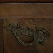 18th century, antique Danish baroque serpentine chest of drawers in walnut.