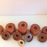 Five-headed chandelier in wood and ceramic Scandinavian style / vintage 60s-70s