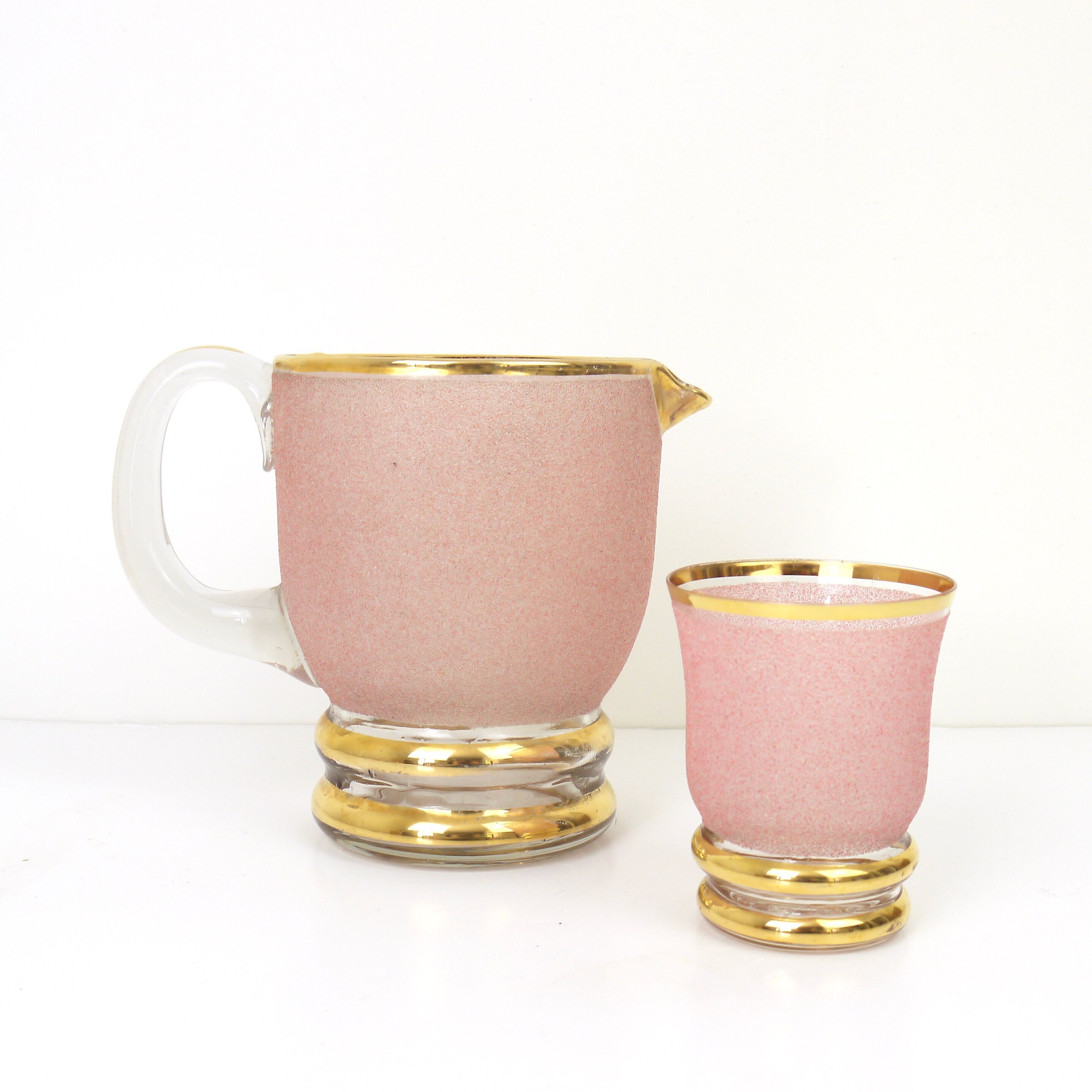 Carafe and pink granite glass