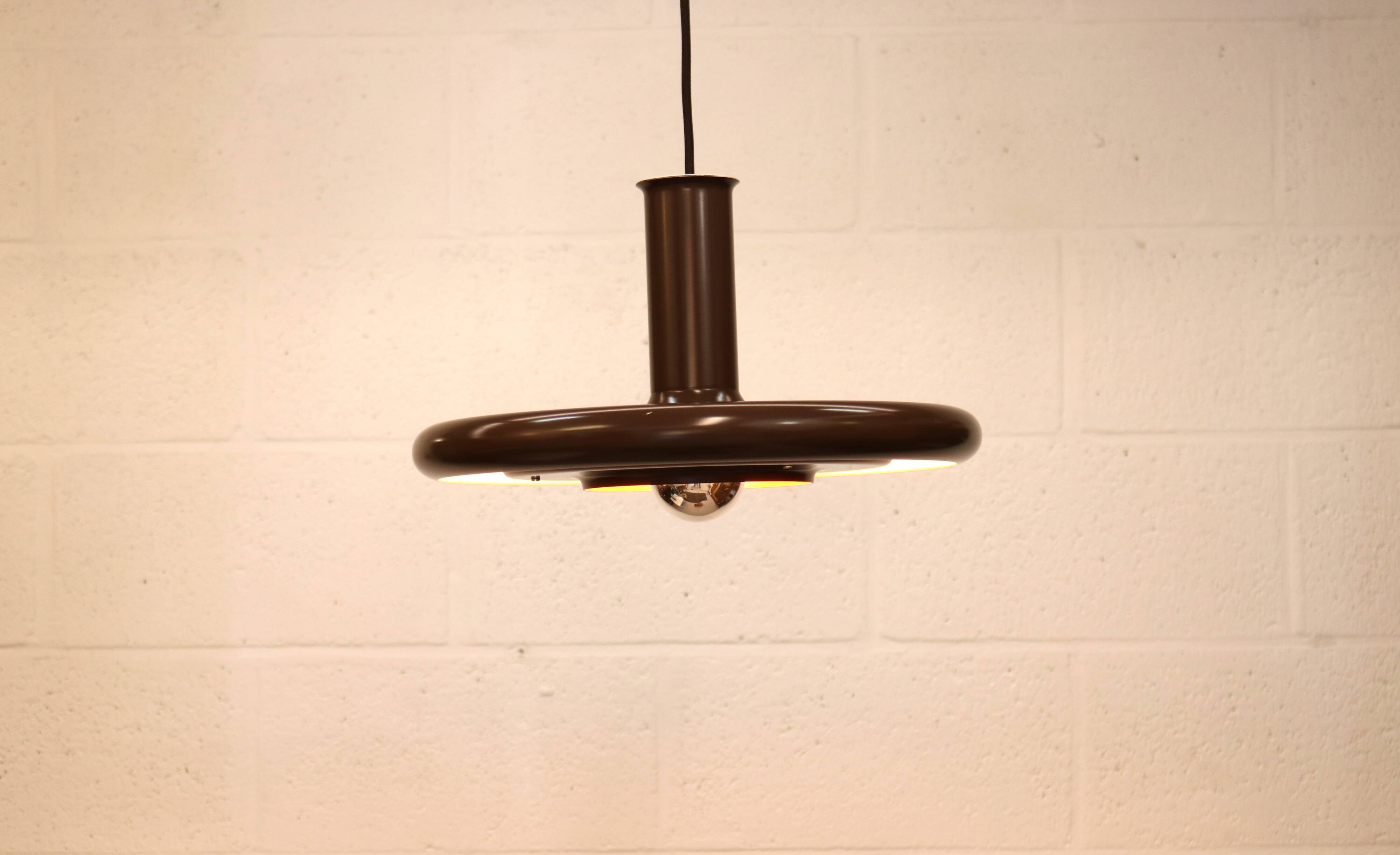 Brown vintage Fog & Morup pendant lamp: Hans Due Optima model, mid-century.