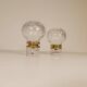 Pair of solid clear crystal candlesticks in modern Scandinavian style Orrefors Sweden