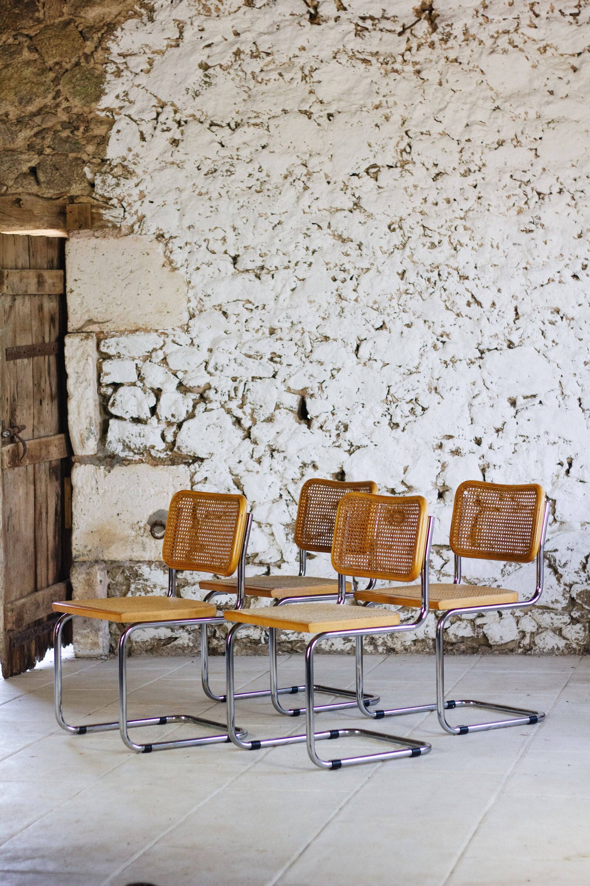 Lot de 4 chaises Cesca B32 par Marcel Breuer