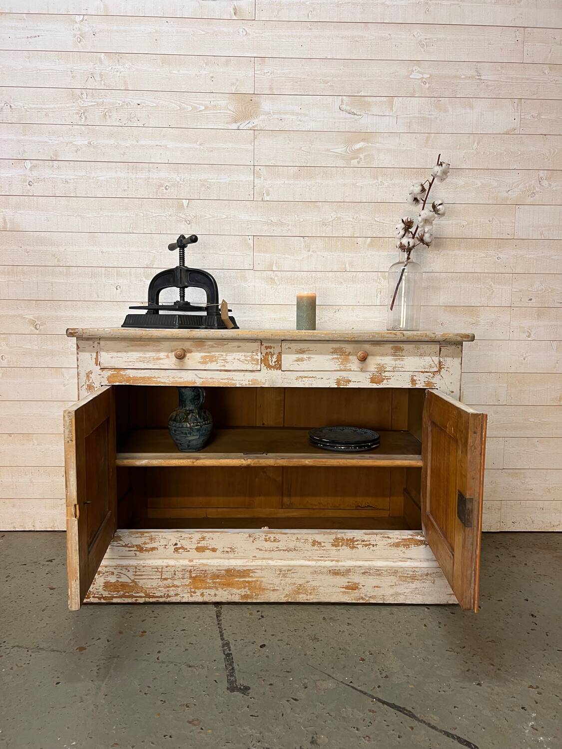 White patinated buffet