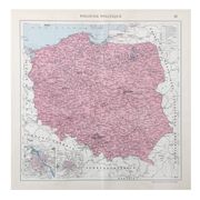 Old map of Poland Europe 43x43cm from 1950