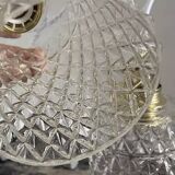 Set of two vintage chiseled glass pendant lights