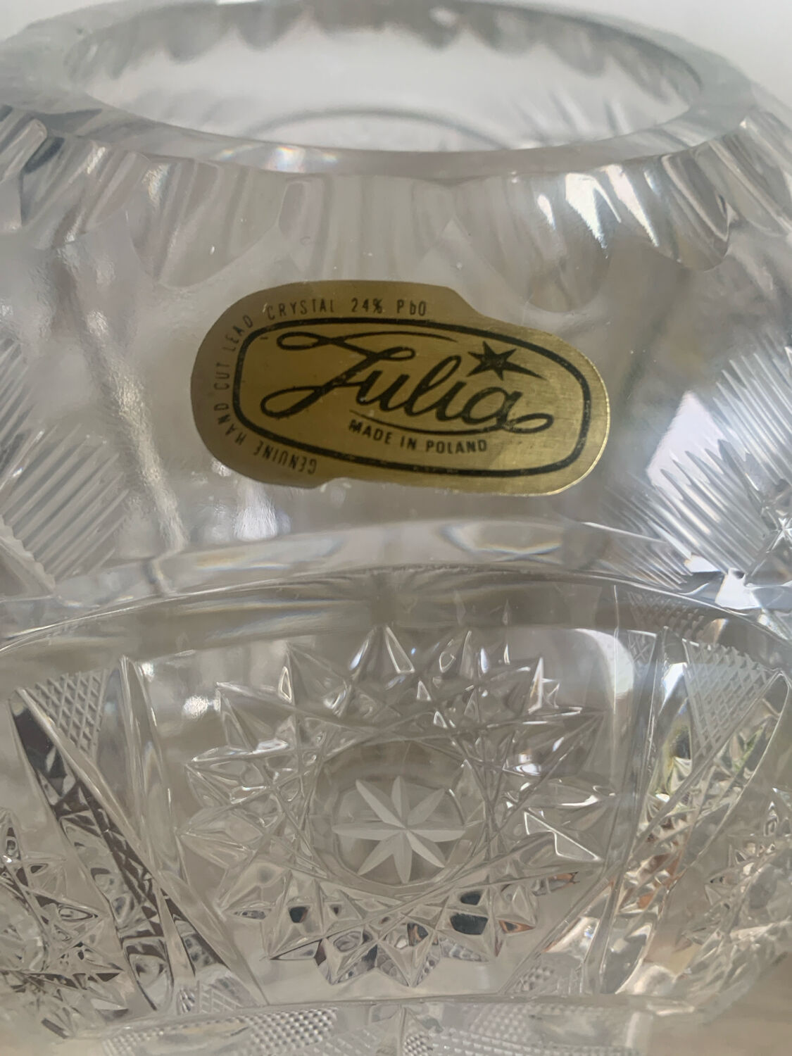 Pair of hand-cut Bohemian crystal ball vases Julia Crystal