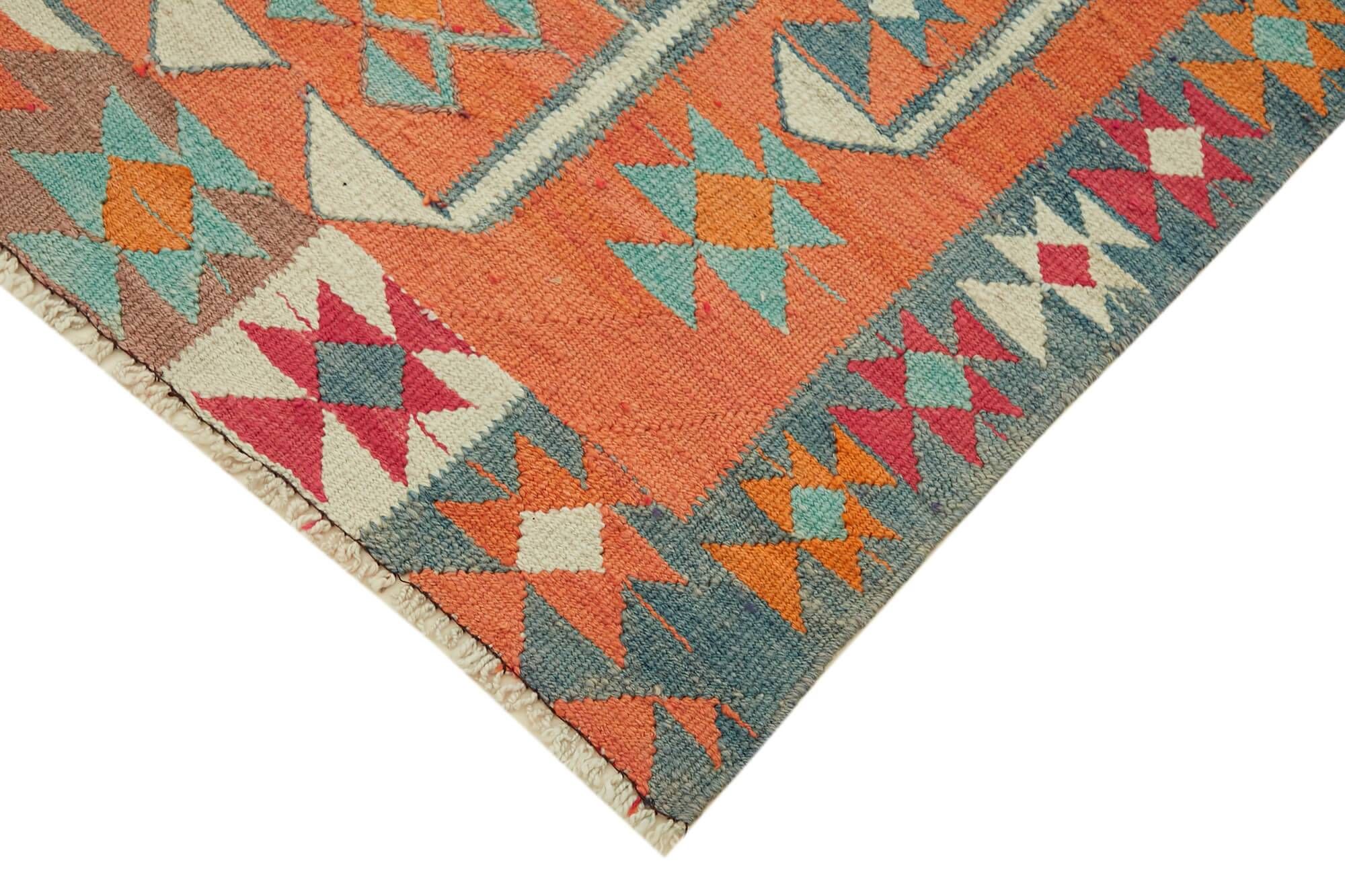 Turkish Handwoven Vintage Herki Kilim 103 cm x 338 cm