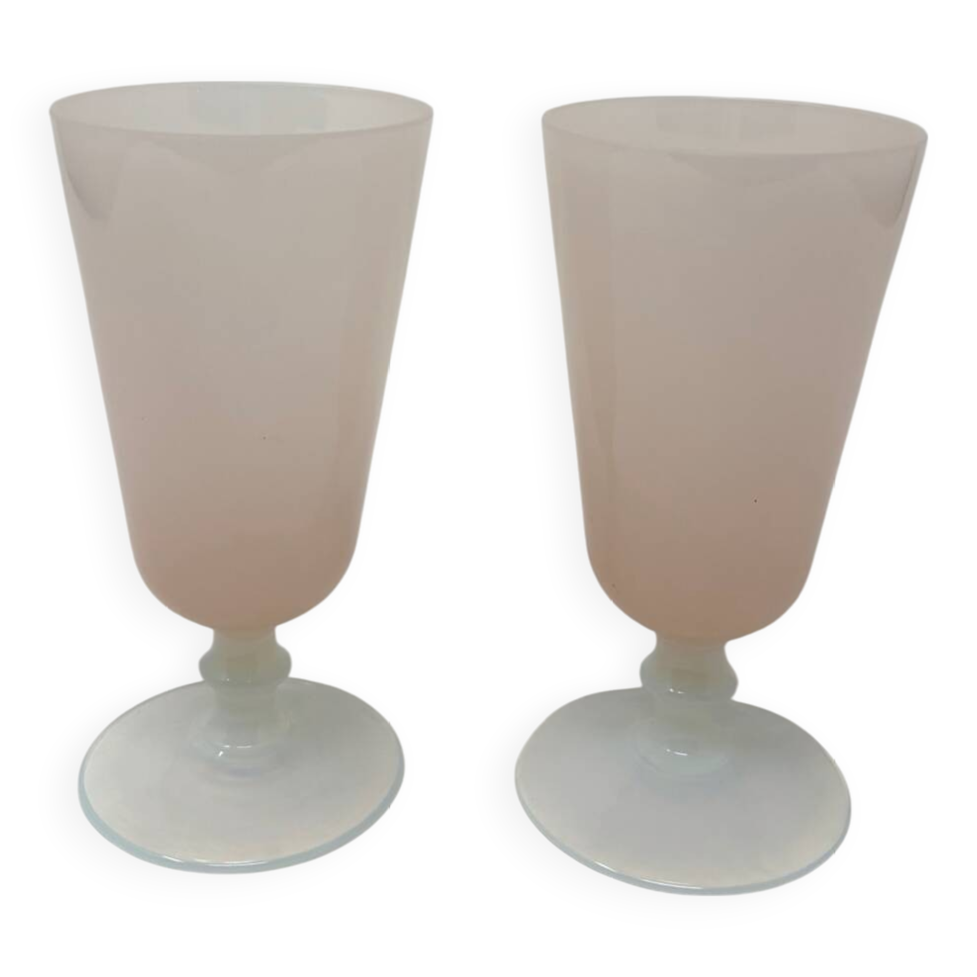 Set of 2 pink opaline glasses Empoli
