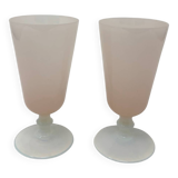 Set of 2 pink opaline glasses Empoli