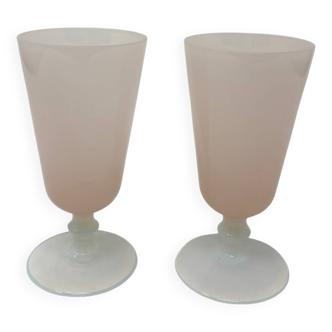 Set of 2 pink opaline glasses Empoli