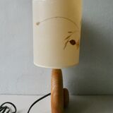 Wooden lamp with its herbarium lampshade from the 70s