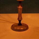 Chic hotel table lamp in onyx and brass, mid-century modern table lamp from the 70s.