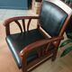 Colonial chair in teak and black leather