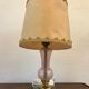 Lamp pink glass & black marble foot