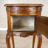 Rococo Nightstand in Walnut with Marble Top