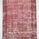 Grand tapis vintage à fleurs roses et rouges, 207 x 297 cm
