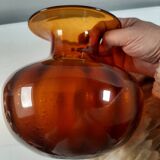 Orange vase in bubbled glass