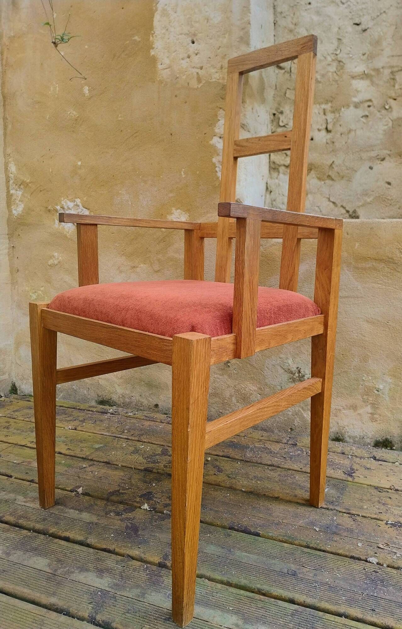 Vintage light oak armchair