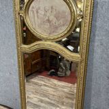monumental Louis XVI style trumeau mirror in gilded wood