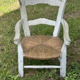 Fauteuil de marais en paille et bois peint pour enfant