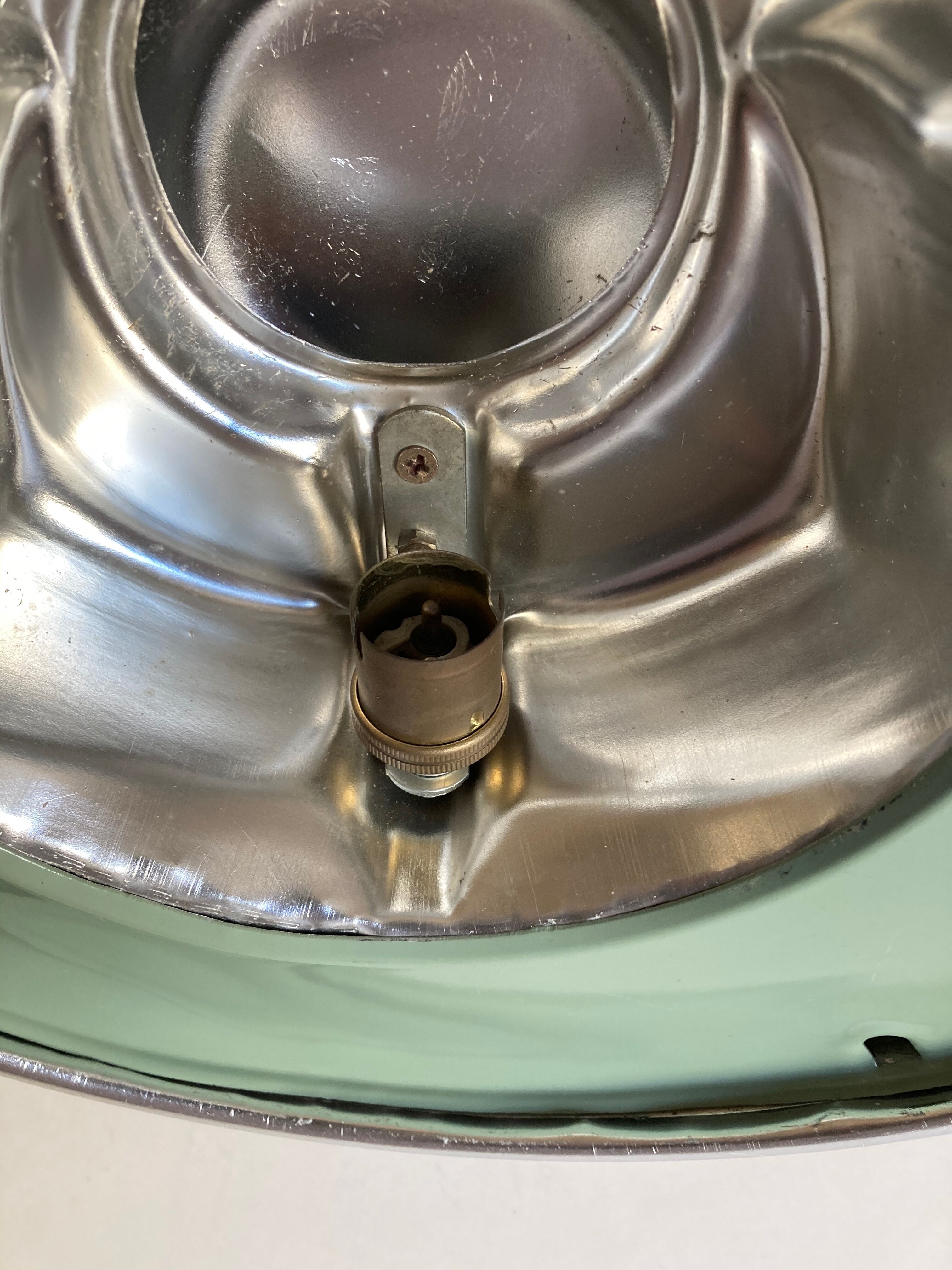1960 black sheet metal and brass orientable lamp