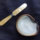 Caviar Dish Genuine Mother of Pearl Shell Knife & Teak Wood