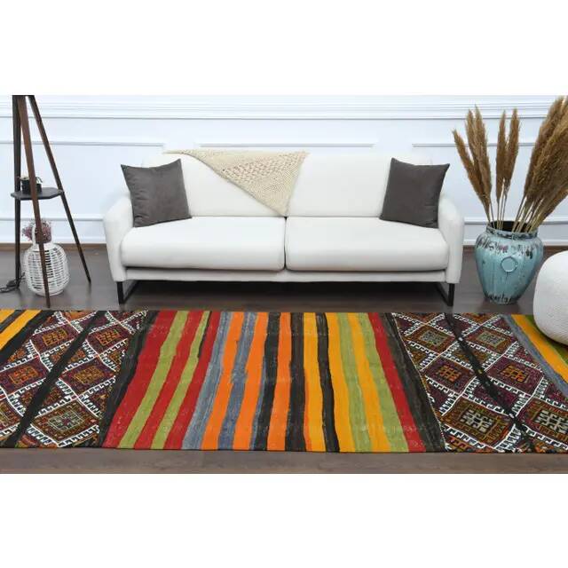 1970s Vintage Turkish Oushak Handmade Wool Cotton Orange Runner Rug 136x327