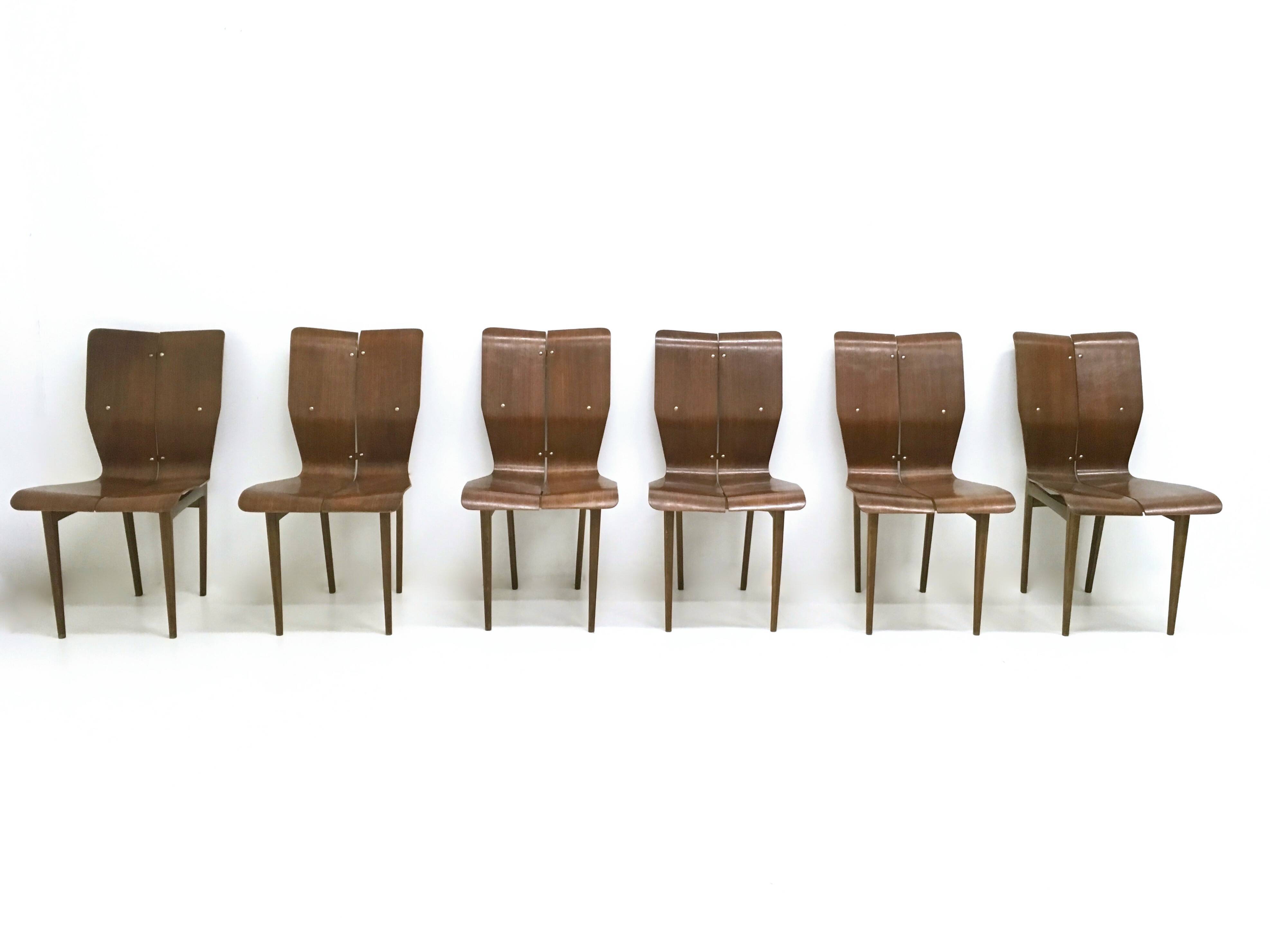 Six Vintage Curved Wood Chairs in the Style of Ilmari Tapiovaara, Finland