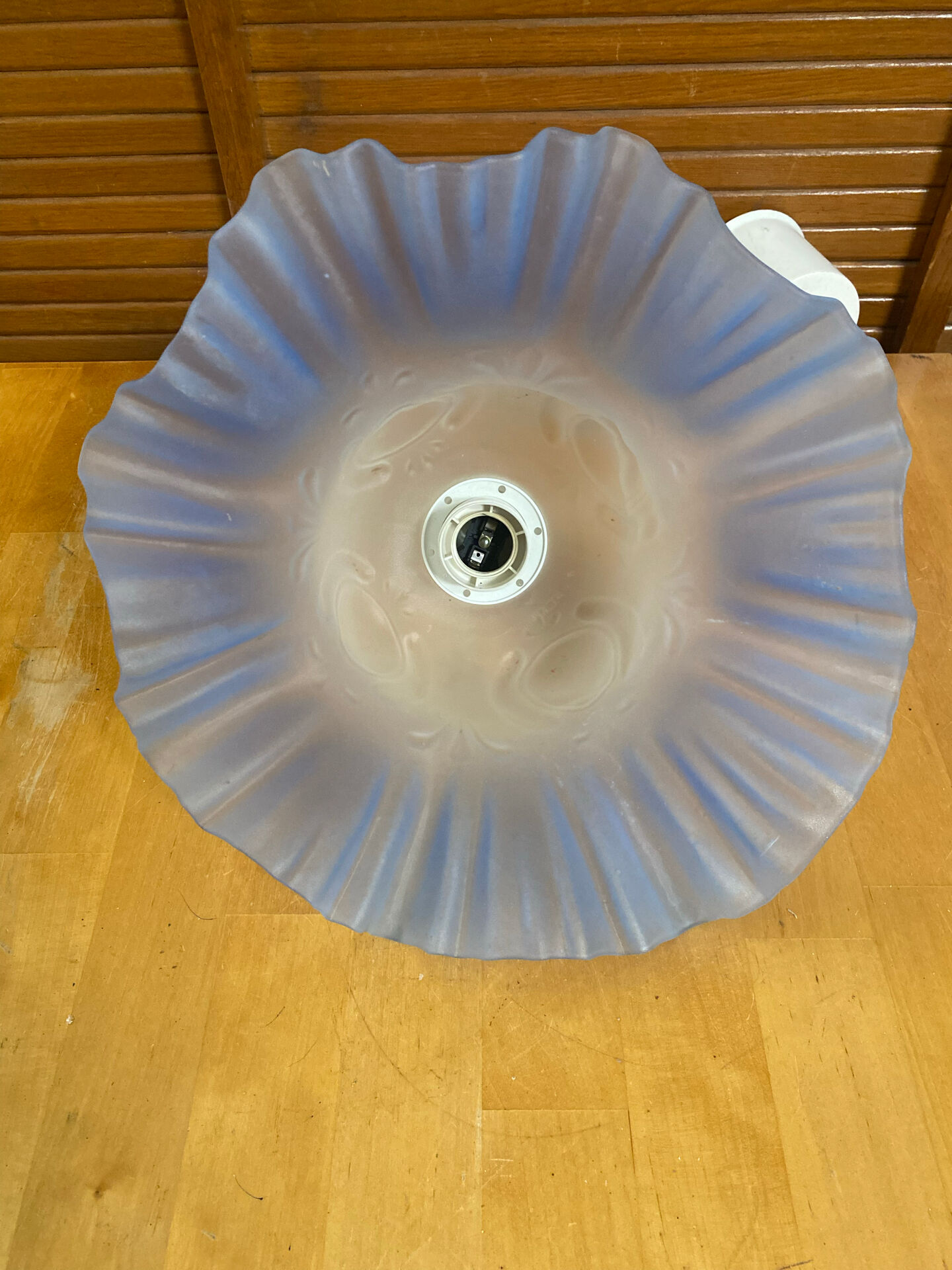 Old tosel suspension frosted blue glass vintage style #e469