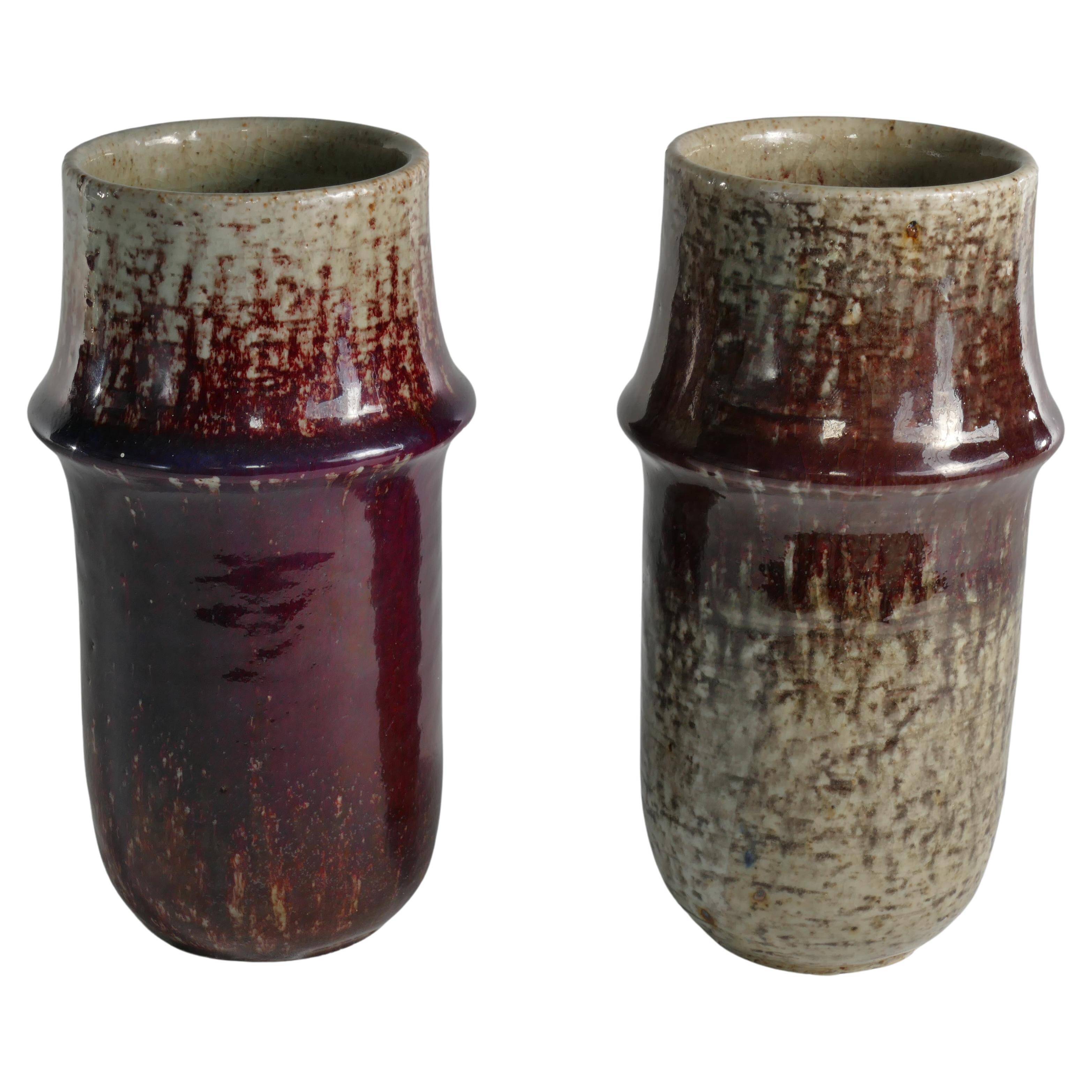 Scandinavian Modern Ceramic Vases, Sylvia Leuchovius, Rörstrand 1976,  Set of 2