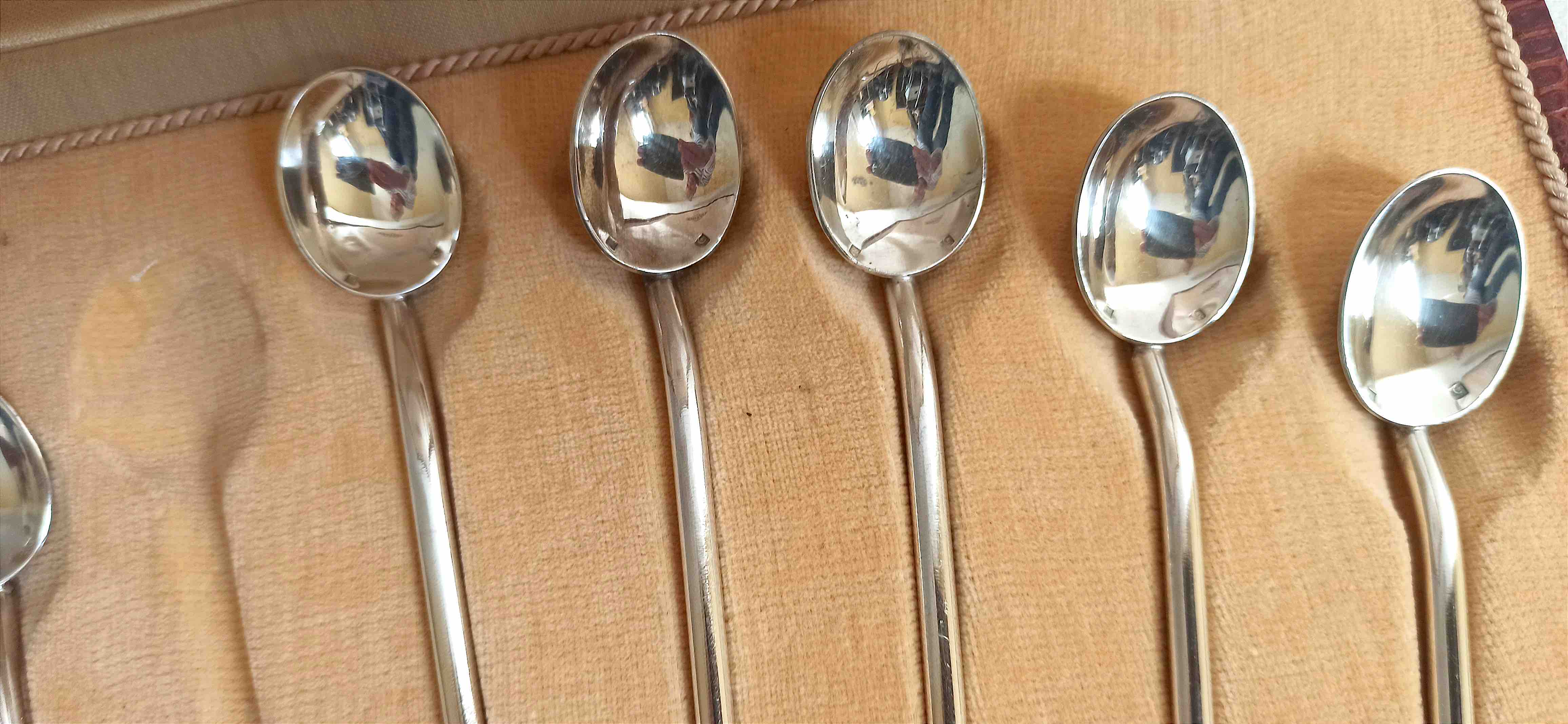 Box of 8 spoons silver metal cocktail straw 30s