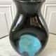 free-form design vase in black and blue ceramic from the 70s