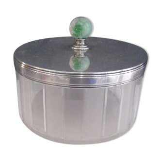 Art deco crystal candy maker and silver lid