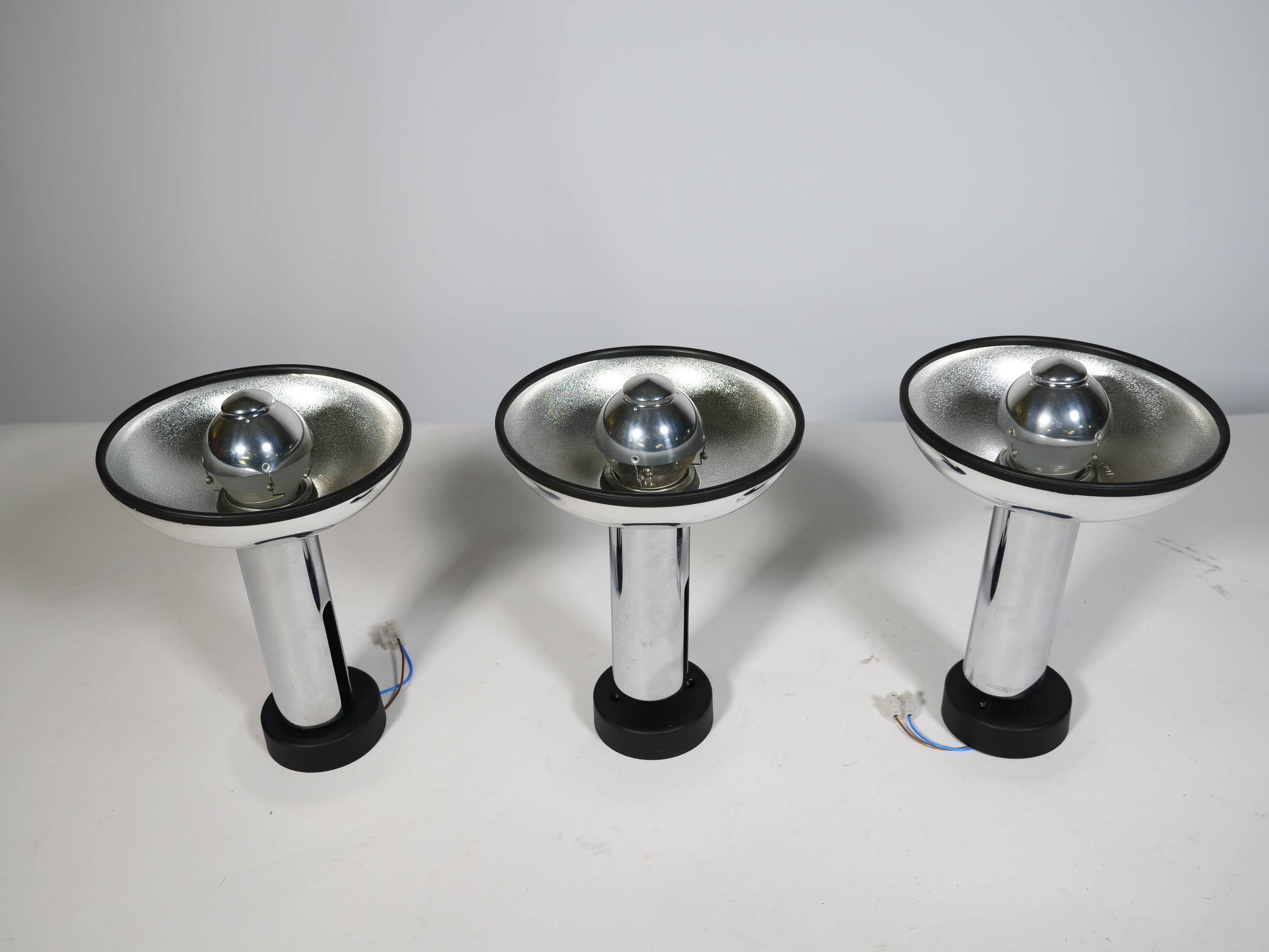 Space Age Chrome Wall Lamps by Staff, Set of 3, 1970s