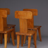 Brutalist elm wood dining chairs 1970s