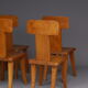 Brutalist elm wood dining chairs 1970s