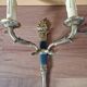 Pair of Empire style wall sconces in gilded bronze and green lacquer.