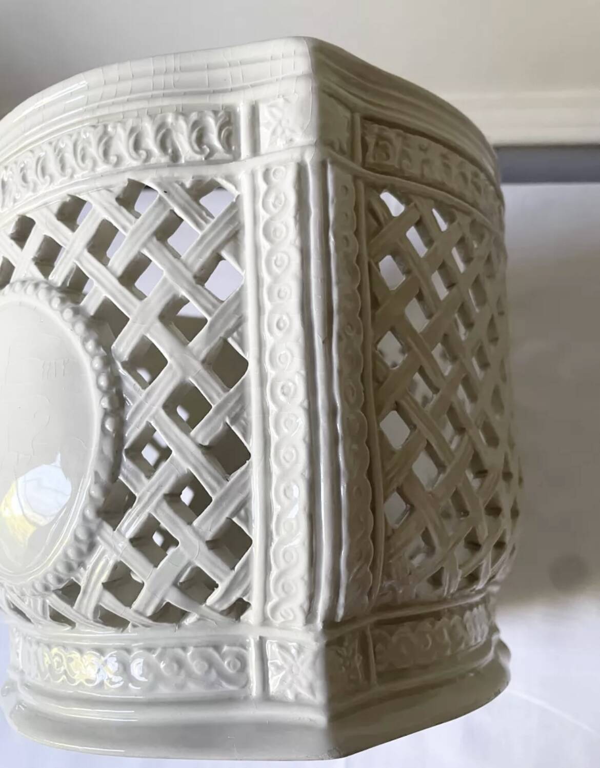 Openwork planter in Italian earthenware