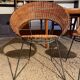 Set of 2 wicker armchairs and coffee table Raoul Guy 1950