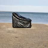 Sofa by De Pas, D'Urbino and Lomazzi, France, 1980s, black leather, Cinna