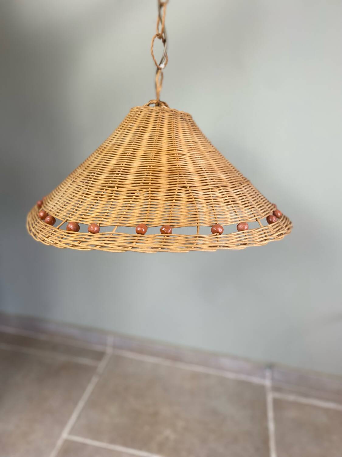 Vintage wicker pendant light