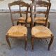 Set of 4 Vintage BAUMANN Chairs in Solid Wood with Rush Seating, Louis XV Style