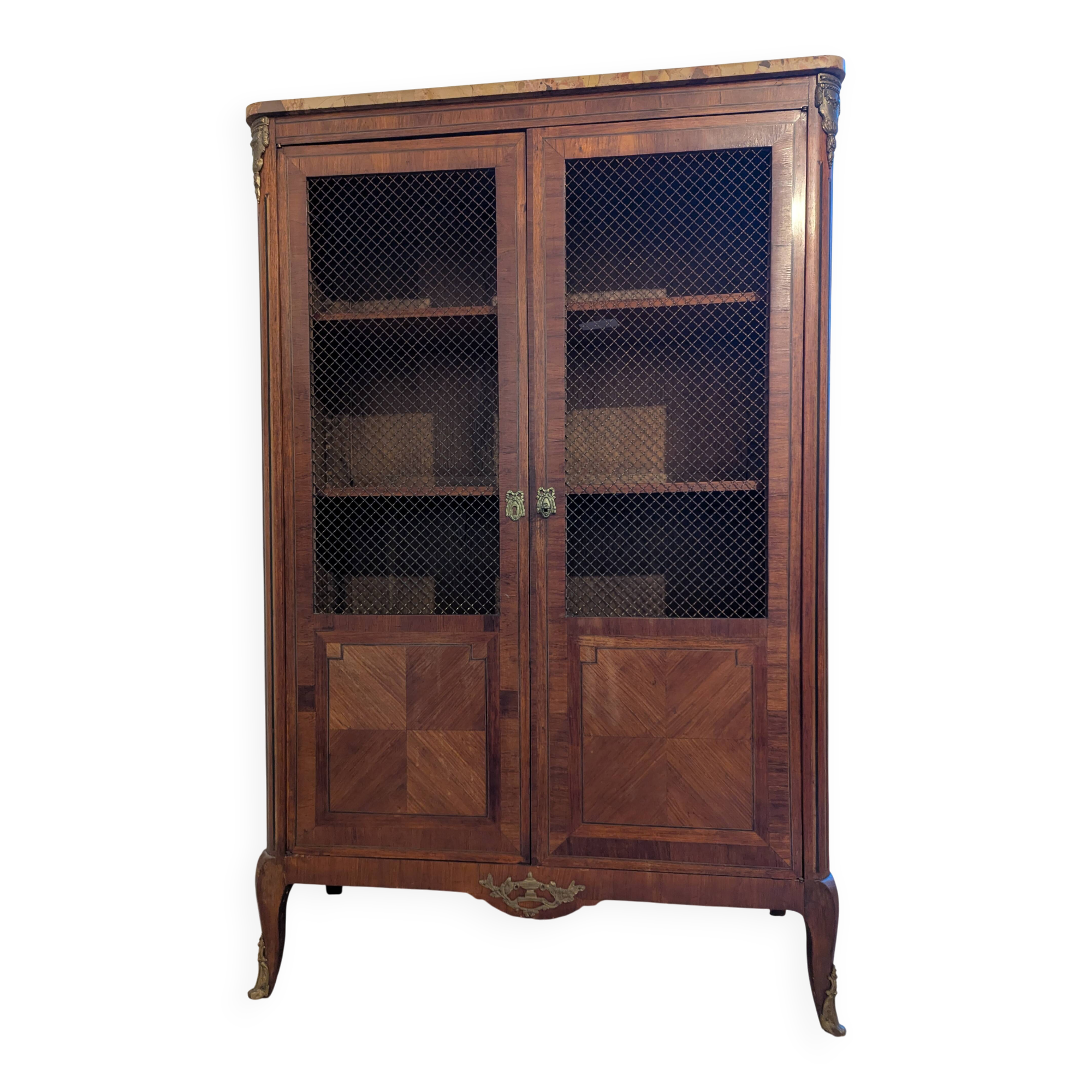 Marquetry library in Transition style Louis XV / Louis XVI