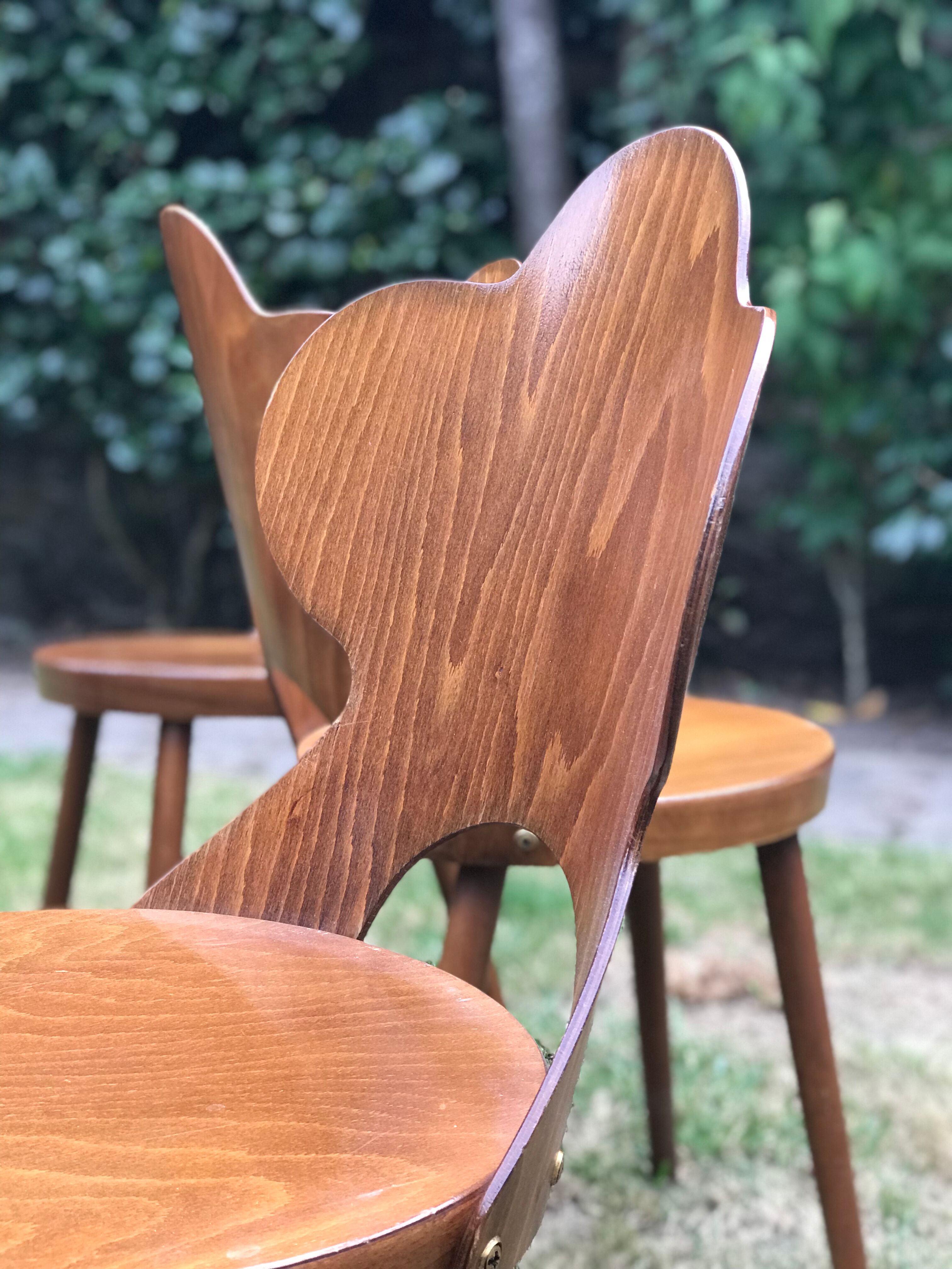 Set of 6 chairs Baumann signed model rare clover