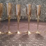 6 art deco champagne flutes, 70s