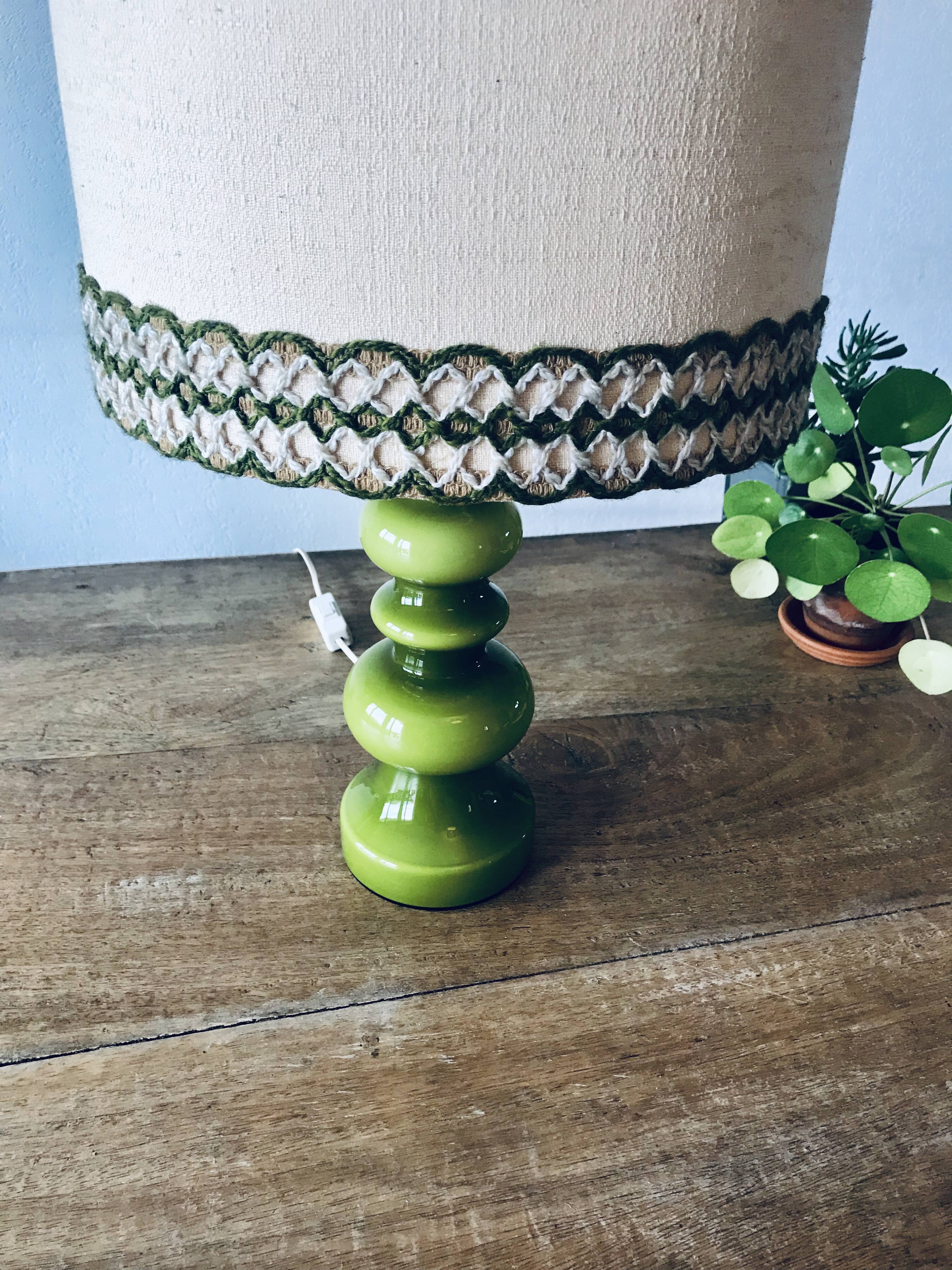 Vintage green glass lamp